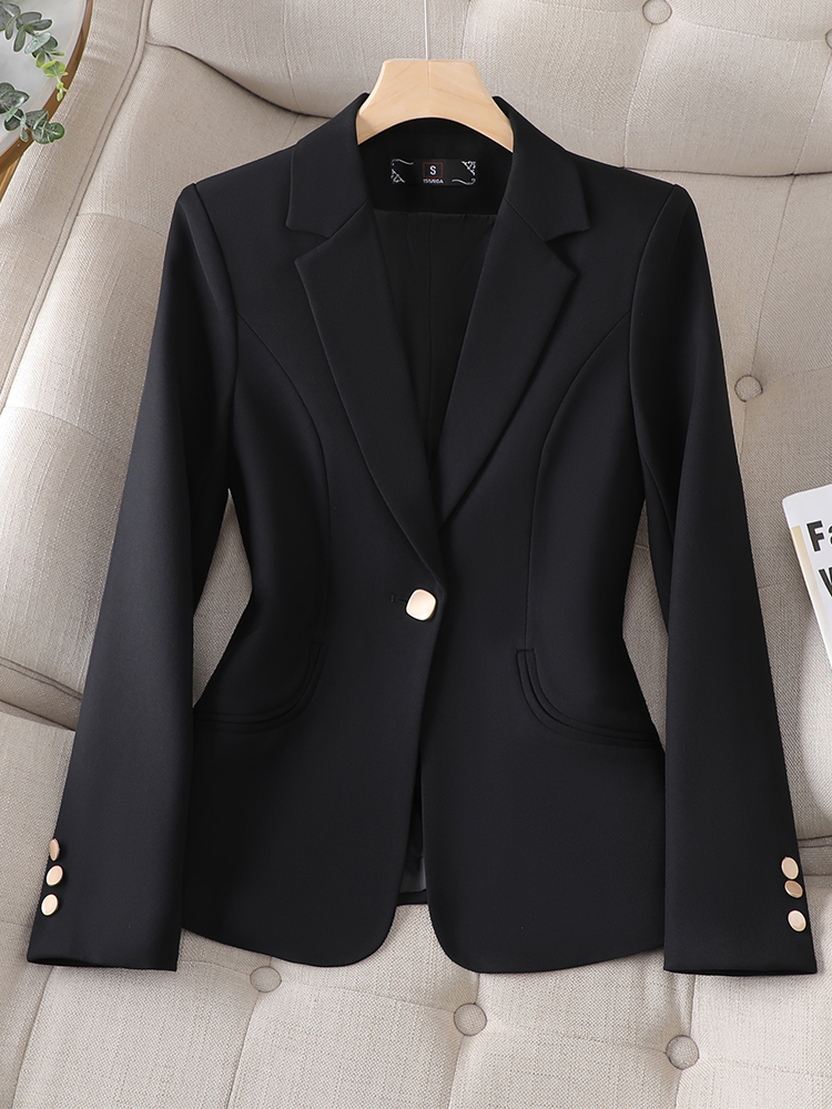 Yitimuceng långärmade blazers för kvinnor 2023 Nytt mode hösten solid slimmad formell jacka för chic vintage enkelknapp_voghion.com