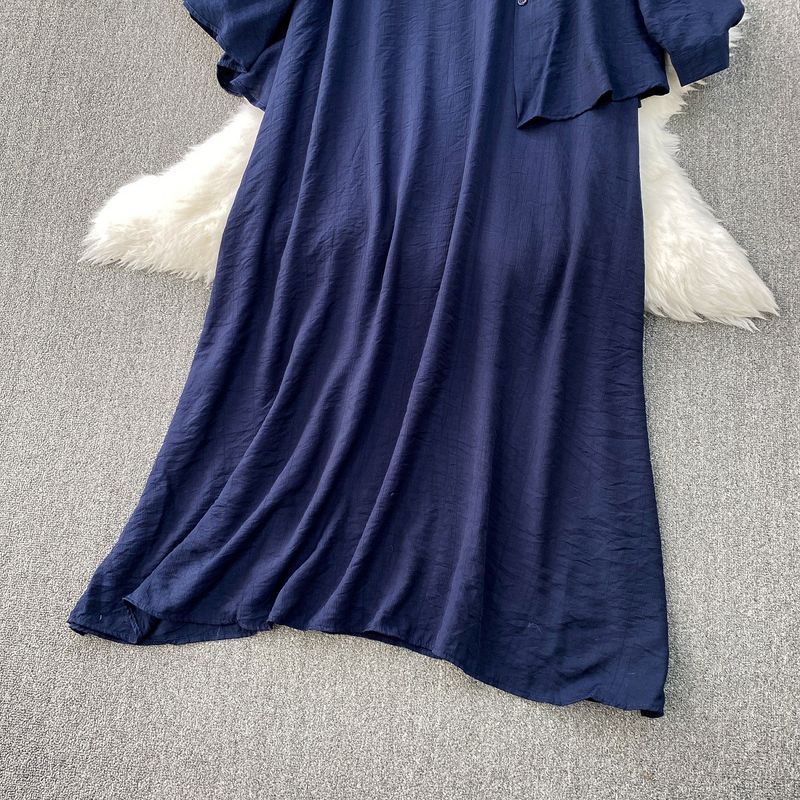 Abito casual da donna in due pezzi, stile casual, casual, per donna, ampio, camicia sottile a maniche lunghe + abito con bretelle coprenti e snellenti_voghion.com