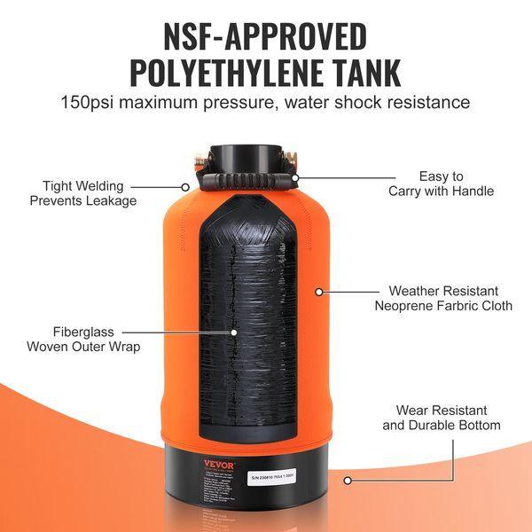 RV Water Softener, 16,000 Grain Portable Water Softener, With 3/4' Brass Fittings And 42' Hose, Soften Hard Water Filter System For RVs, Trailers,_voghion.com