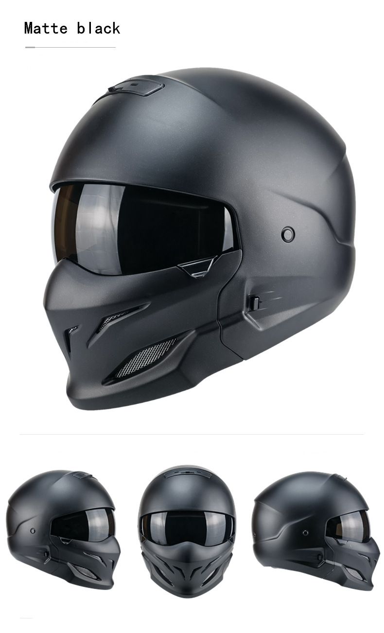 Samurai Black Scorpion Herr Kombinationshelhjälm Four Seasons Mech Battle Damage_voghion.com