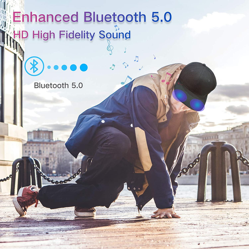 Multifunksjonell utendørs lue med Bluetooth-høyttalere Avtakbar trådløs justerbar musikkbaseballhette Løpesportsgave_voghion.com