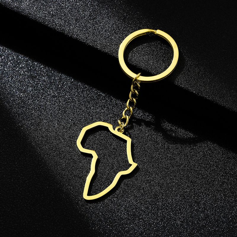 African Map Heart Keychain - Glossy Titanium Steel Pendant With Ethnic Motifs For Men & Women_voghion.com