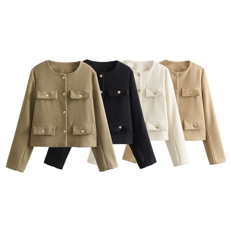 Women's Clothing fashion button decoration short suit jacket _voghion.com