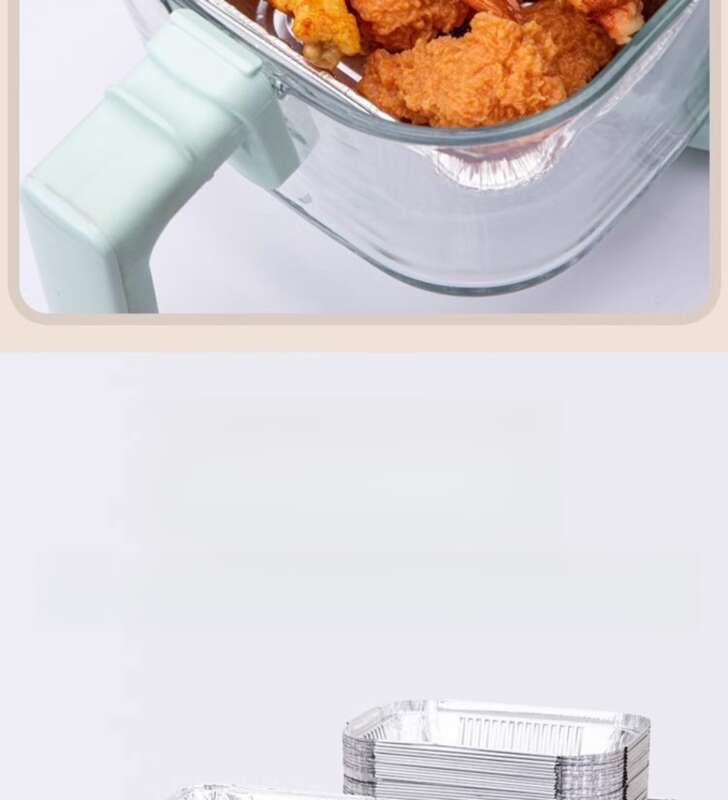 Blechdose, rechteckig, Einweg-Mahlzeitenverpackung, Grillbacken, stark auslaufsicher, unzerbrechlich, Aluminiumfolienbox, verdickt_voghion.com