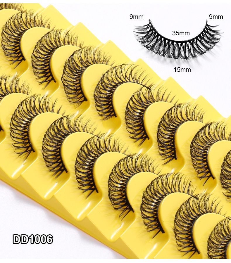 New 10 Pairs Of Boxed False Eyelashes Natural Soft Thick Eyelashes Artificial Chemical Fiber Eyelashes_voghion.com