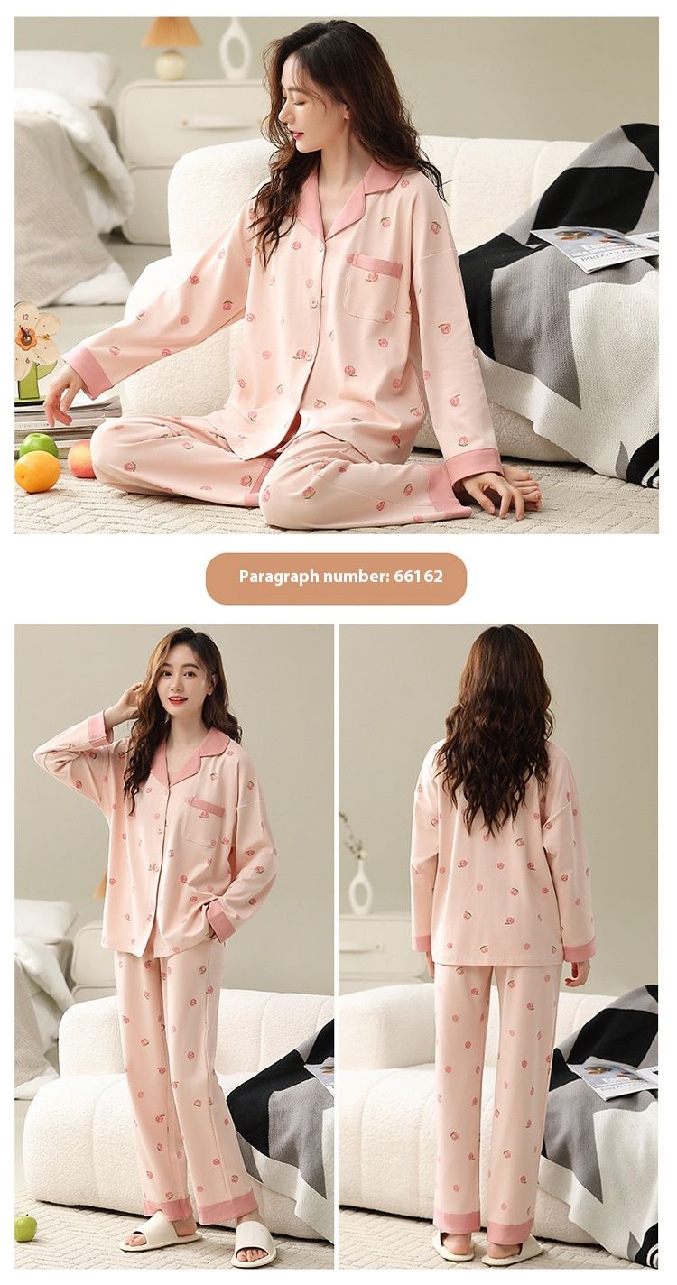 Pidžama sievietēm pavasarī un rudenī, tīras kokvilnas garām piedurknēm, 2024 jauns stils, rudens ikdienas, brīvs piegriezums, plus izmērs,_voghion.com