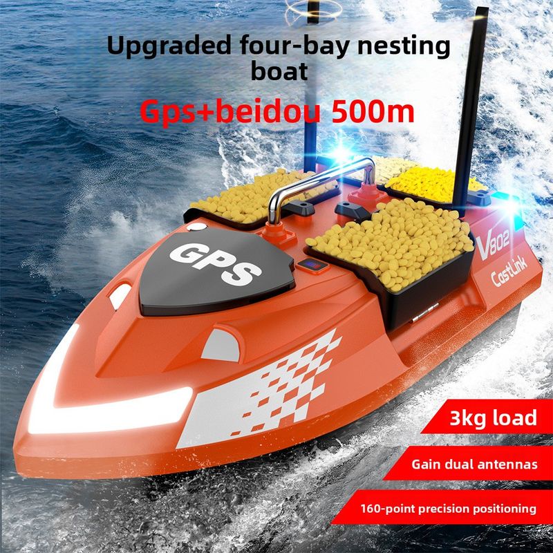 2025 New V802Pro Remote Control Nesting Boat GPS Precision Positioning Efficient Fishing Tool 4 Feed Hoppers 3KG Bait_voghion.com