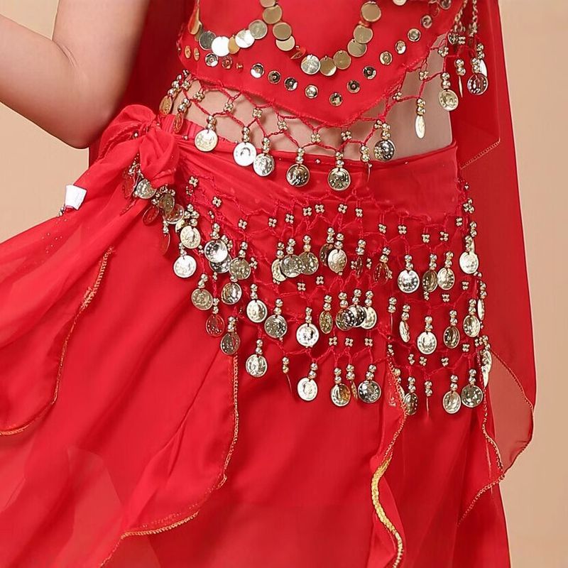Bauch 128 Münze Hüfttuch Indische Kette Square Dance Zubehör Welle Chiffon Taille Gürtel_voghion.com