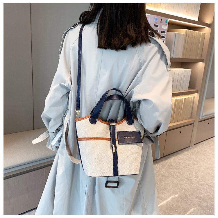 Yuezi taske kvinde 2023 sommer ny grøntsagskurv taske håndtaske hånd bucket taske lærred skulder Messenger taske_voghion.com