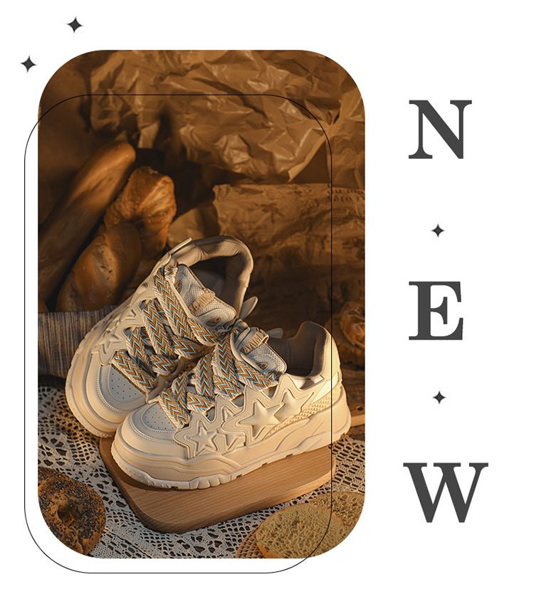 Scarpe da uomo in schiuma leggera con suola di nicchia, design nazionale marea stella crema pane aumentano gli amanti della suola spessa moda scarpe casual_voghion.com