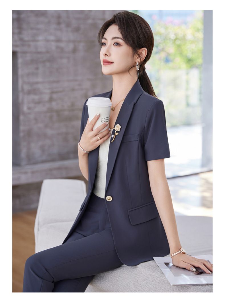 Schwarz Kurzarm Professionelle Anzug frauen 2025 Sommer Neue Slim Fit Temperament Hotel Rezeption Rezeption_voghion.com