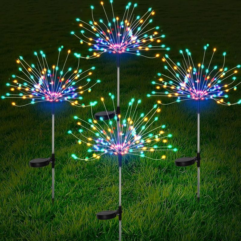 Luci decorative colorate a LED per fuochi d'artificio solari, per esterni, da giardino, cortile_voghion.com