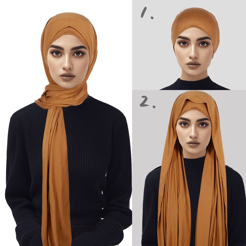 Pure Cotton Tube Hat & Modal Headscarf 2-Piece Set - Soft Breathable Base Hat With Long Scarf (Comfortable & Stylish, Women's Fashion Accessories)_voghion.com