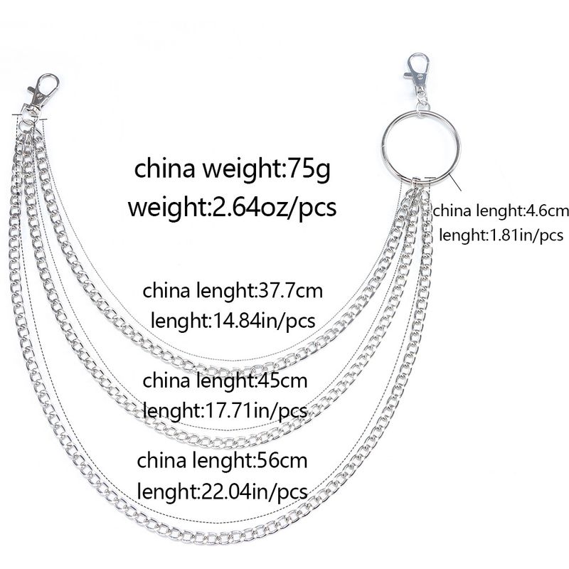 Trendy Personalized Hip-hop Metal Ring Chain, Fashionable Punk Style, Cool And Handsome Multi-layer Pants Chain Waist_voghion.com