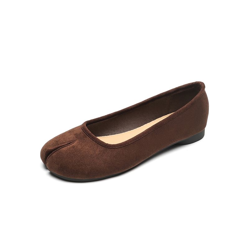 Shallow Single Shoes Women's Flat-bottomed French Temperament Split-toed Shoes One Pedal Retro Pig's Trotters Shoes_voghion.com