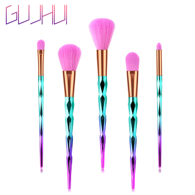 5-teiliges Make-up-Pinselset, Make-up-Tools, Augenset, Lidschattenpinsel, rosa und blauer Farbverlauf, Yuncai GUJHUI_voghion.com