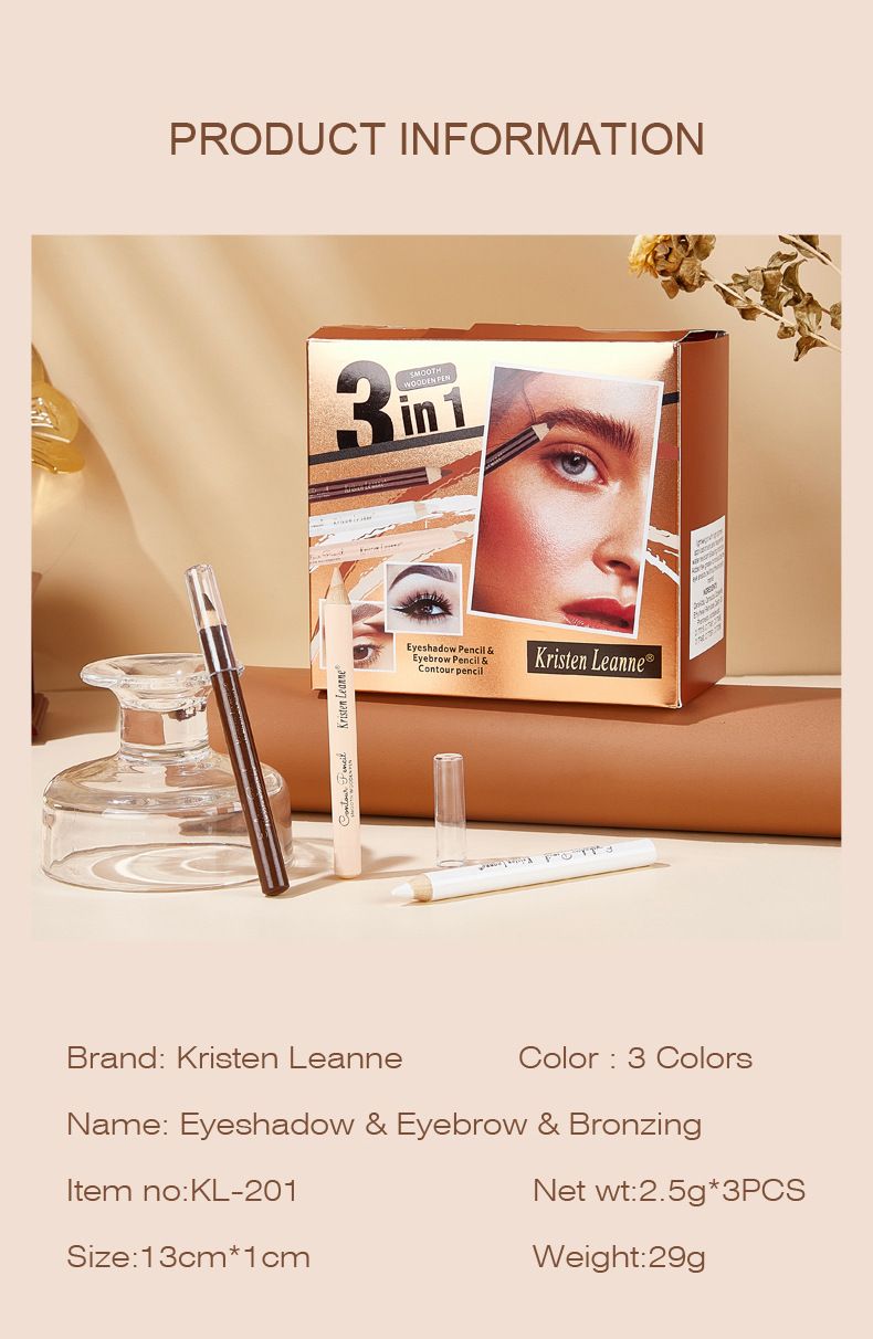 KAŞ Yüksek Maliyet Performans Pratik Kapatıcı Eyeliner Dayanıklı Su Geçirmez Kaş Kalemi 3 Set_voghion.com