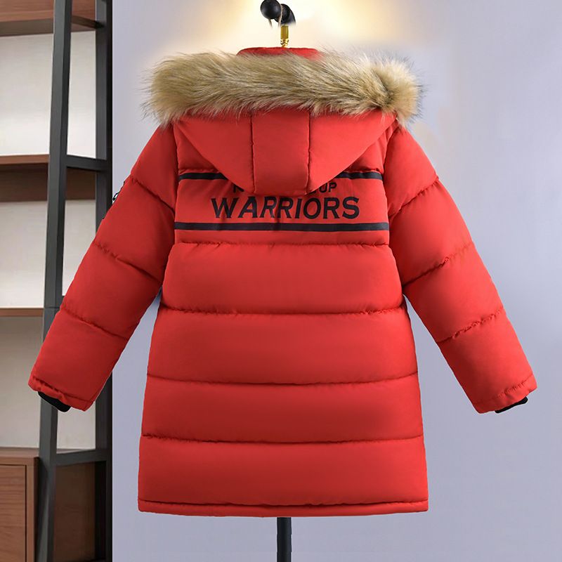 Manteau d'hiver en coton pour garçon, version coréenne, grande taille, lettre pour enfants, mi-long, en duvet, épais et chaud, tendance_voghion.com
