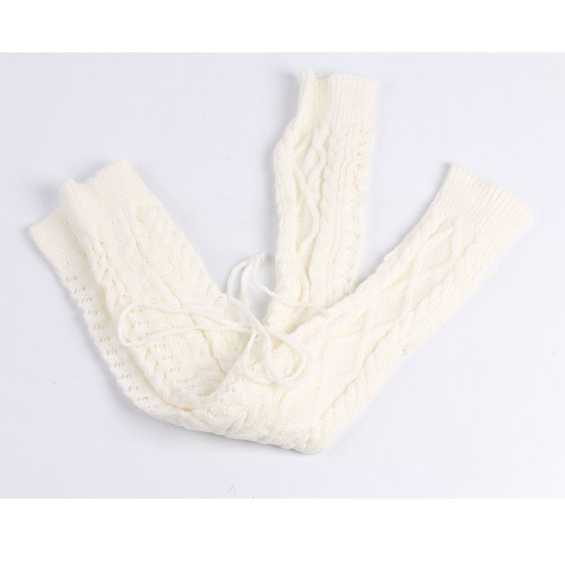 Langer gestrickter Beinschutz mit Florsockenriemen, warmer Fußschutz_voghion.com