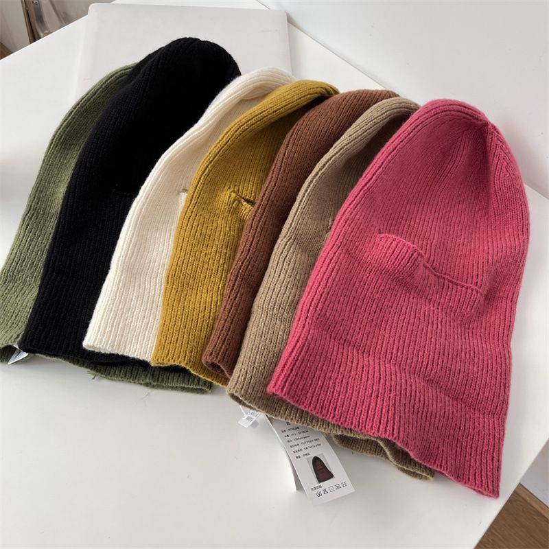 Balaklava, én lue, to bruksområder, vindtett lue med ansiktsbeskyttelse for høst og vinter, strikket lue med pullover, ulllue, nakkebeskyttelse_voghion.com