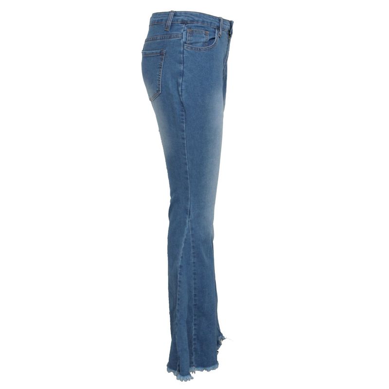 Women's clothing HSF2347 fashion versatile wide-leg washed stretch denim bell-bottom pants_voghion.com