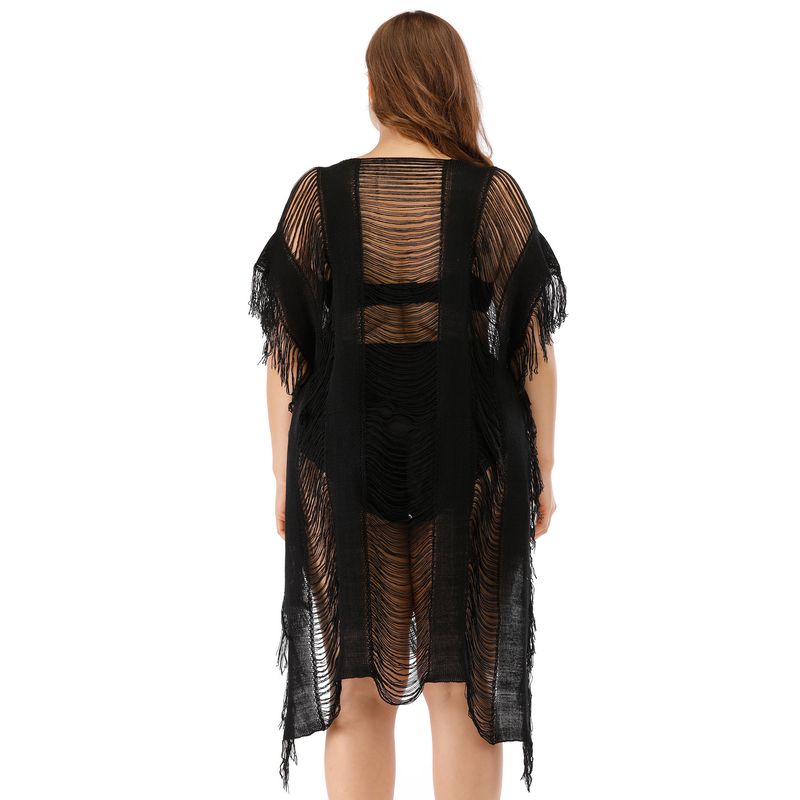 Sexy, hohl geschlitztes, unregelmäßiges Strand-Bikini-Hemdkleid für Damen_voghion.com