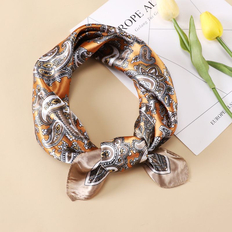 60cm Silk-Like Square Scarf Flight Attendant Style Neck Scarf Elegant Uniform Accessory Handbag Tie_voghion.com