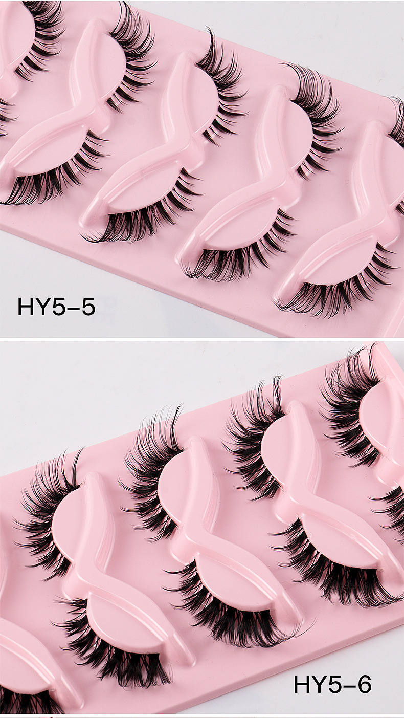 Beauty Health 5 Paar schräge falsche Wimpern im Flying Fox-Stil, natürlich, dick, gewellte Wimpern, simulierte Katzenaugen-Wimpern_voghion.com