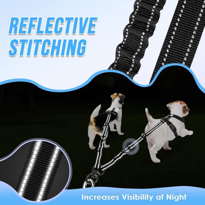 Ny dobbel hund – ingen sammenfiltring – 360° roterende reflekterende gripestropp_voghion.com