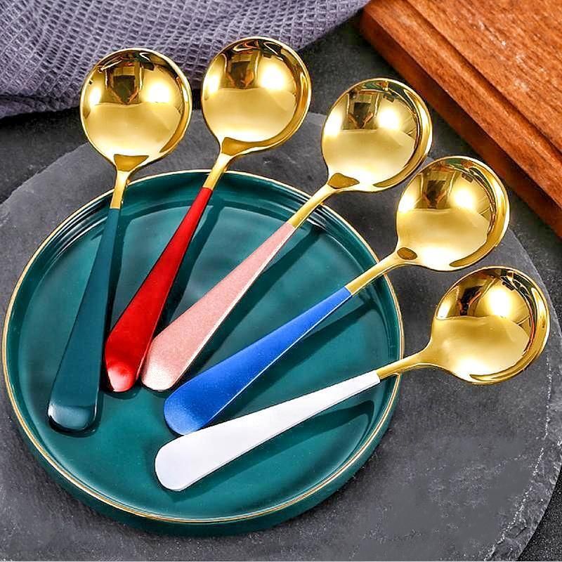 304 Stainless Steel Round Spoon - Multi-Purpose Kitchen Utensil For Desserts Watermelon & Bird's Nest (Creative Design Home Essential)_voghion.com