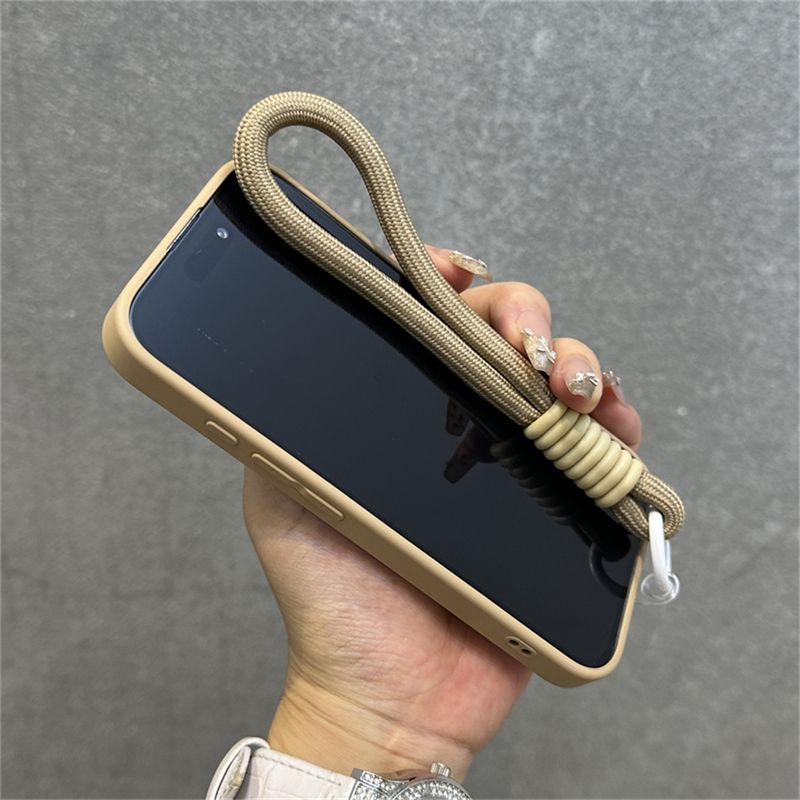 Personalized Leather Card Holder Wrist Strap Hard Phone Case For IPhone 16 14 13 15 Pro Max Plus Shockproof Bumper Back Cover_voghion.com