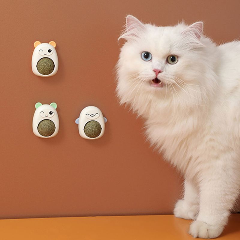 Guangying Catnip Ball Wall-mounted With Cover Paste Anywhere Increase Appetite Interactive Freshing Breath Catnip Wall Ball Cat Toy Pet Stuff_voghion.com