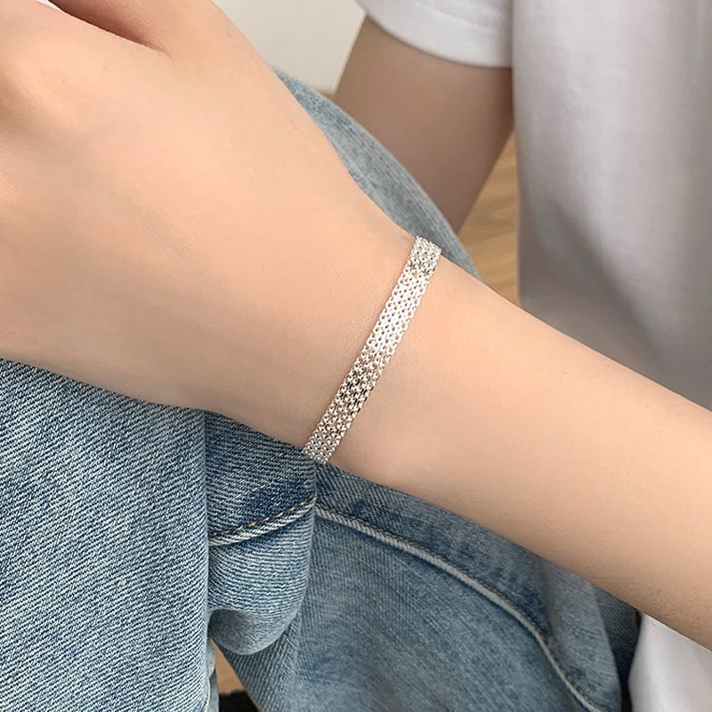 Bracciale scintillante a catena hip-hop, intrecciato per donna, alla moda, tendenza, versione larga, personalità cool_voghion.com