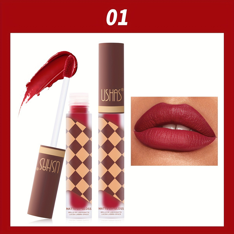 USHAS Schockela Lippenstift Net-bleiwend Cup Haltbar Matt Lippenstift 3er Pack_voghion.com