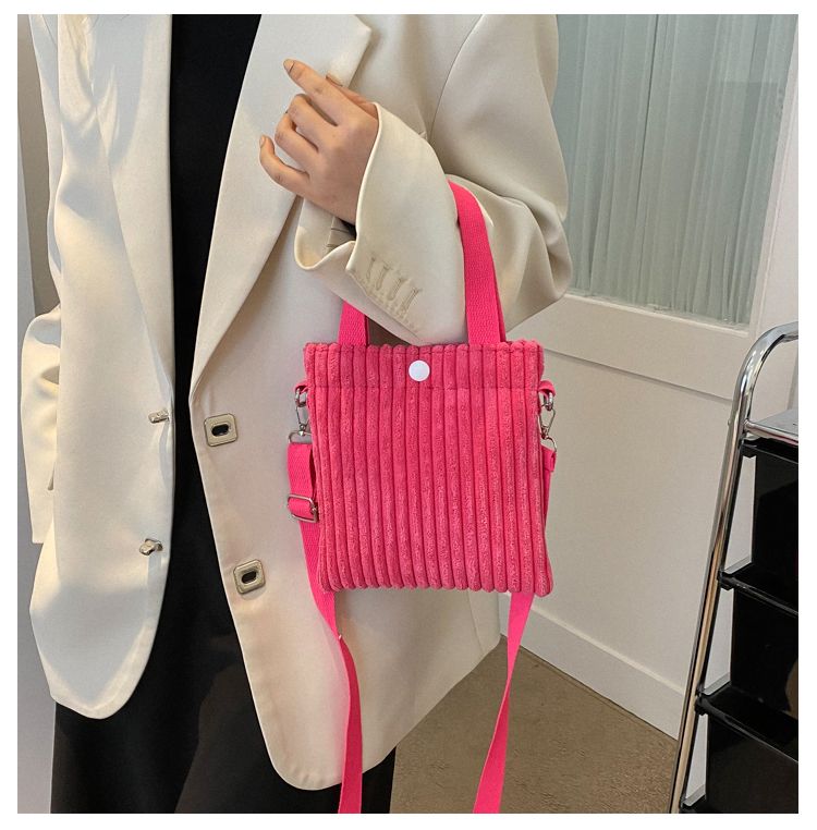 Mini Tote Donna Velluto a coste con cerniera Primavera Estate Nuova moda Borsa a tracolla singola Borsa a tracolla piccola_voghion.com