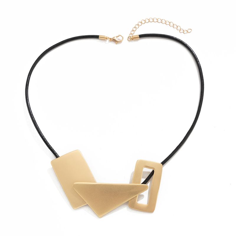 1pc Metallic Geometric Pendant Collar Rope Necklace For Women And Men Fashion Casual Street Party Jewelry_voghion.com