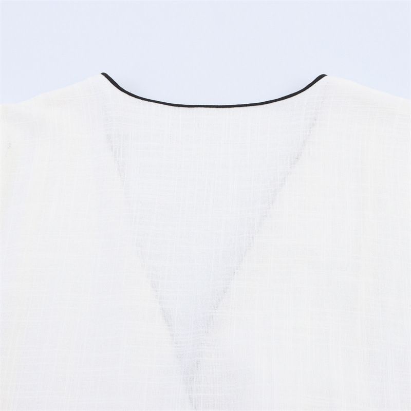 Women's Clothing Summer Fashion Casual Piping Double Breasted Jacket Wide Leg Pants_voghion.com