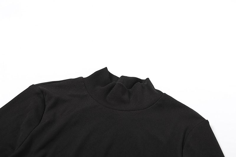 Wind 2024 Herbst Neue Damen Hoher Kragen Spitze Hohl Top Slim Fit Hüfte Wrapping Halbkörper Langes Kleid_voghion.com