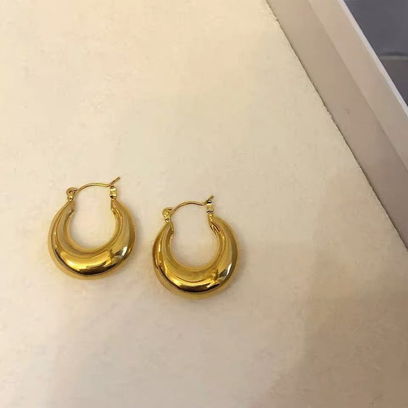 Orecchini pendenti in acciaio al titanio minimalisti semplici e placcati in oro vero, eleganti e versatili, stile Lisa, per_voghion.com