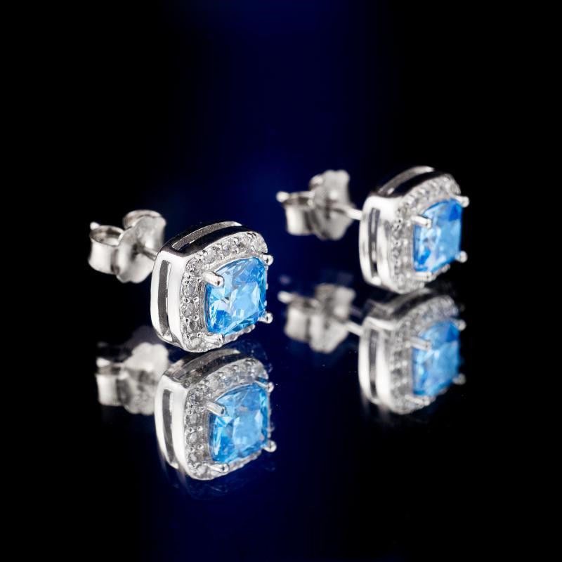 Unisex Blue Ice Sugar Earrings For Light High-End Feel, Unique Niche Design, Trendy Style_voghion.com