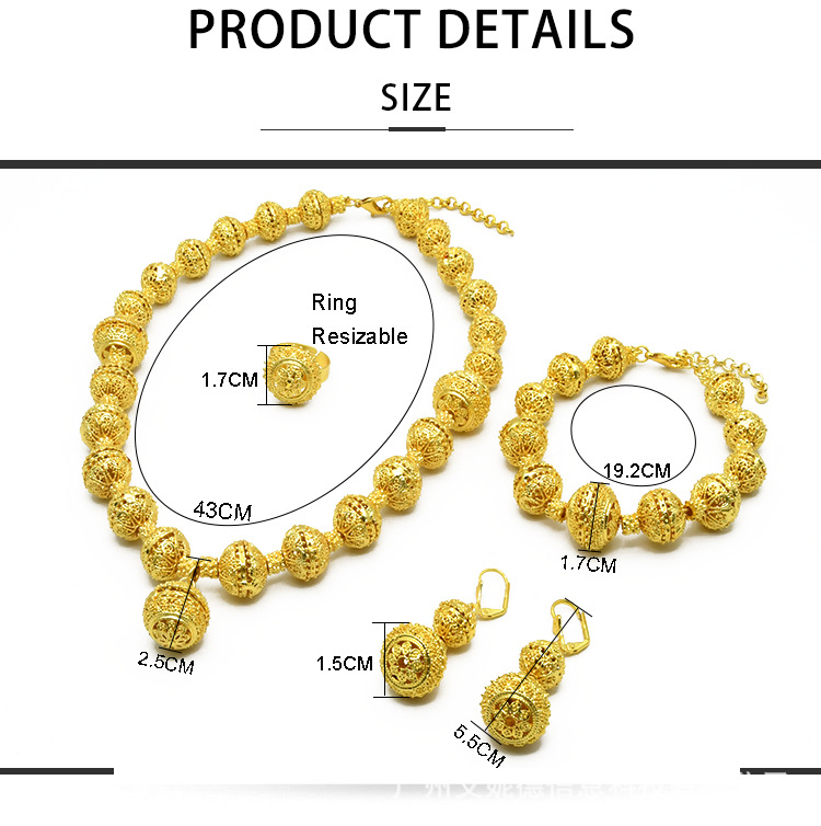Quatro conjuntos de colar feminino brincos anel pulseira acessórios em estoque_voghion.com