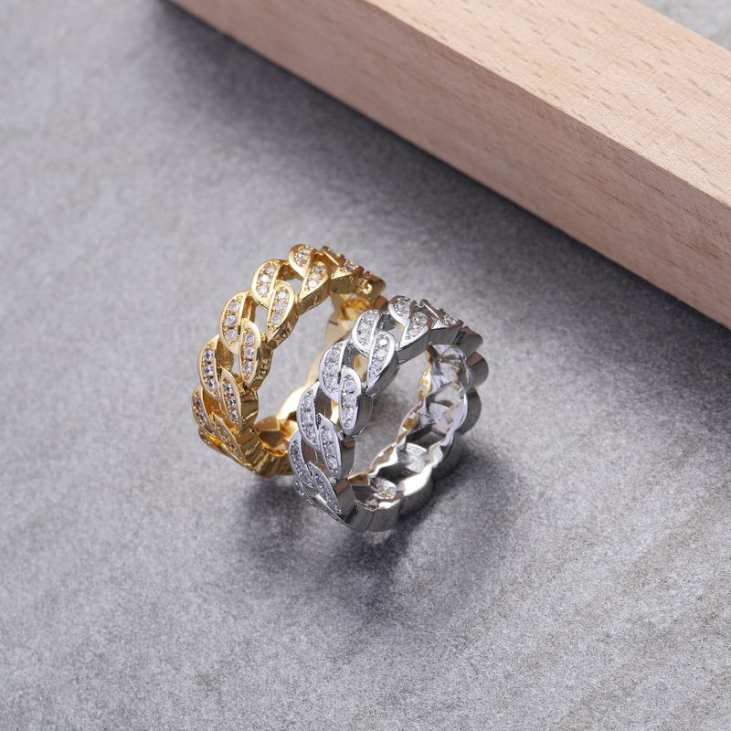 Cuban Three Full Zircon Men's Hollow Out Hip Hop Ring_voghion.com