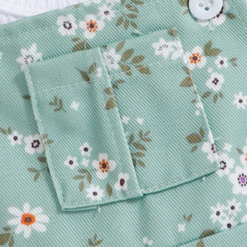 Babykleidung Mädchen zweiteiliges Sommer-Set mit ärmellosen Hosenträgern aus Baumwolle mit Schlaglochmuster_voghion.com