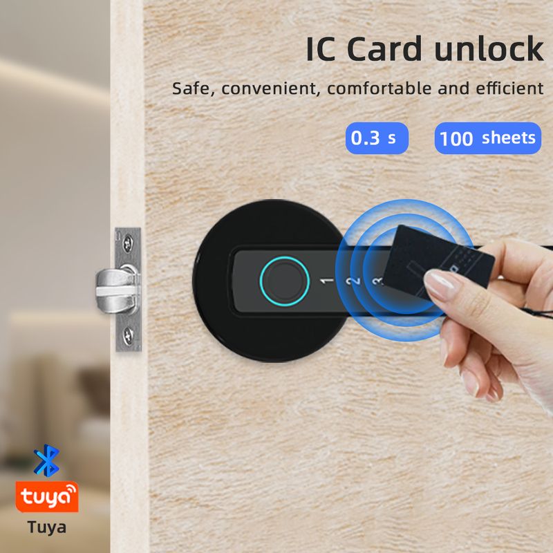 Serratura elettronica digitale intelligente per porta con impronta digitale 5KUBE M5 BLE con password/chiave/scheda IC/Smartlife/sblocco tramite app Tuya_voghion.com
