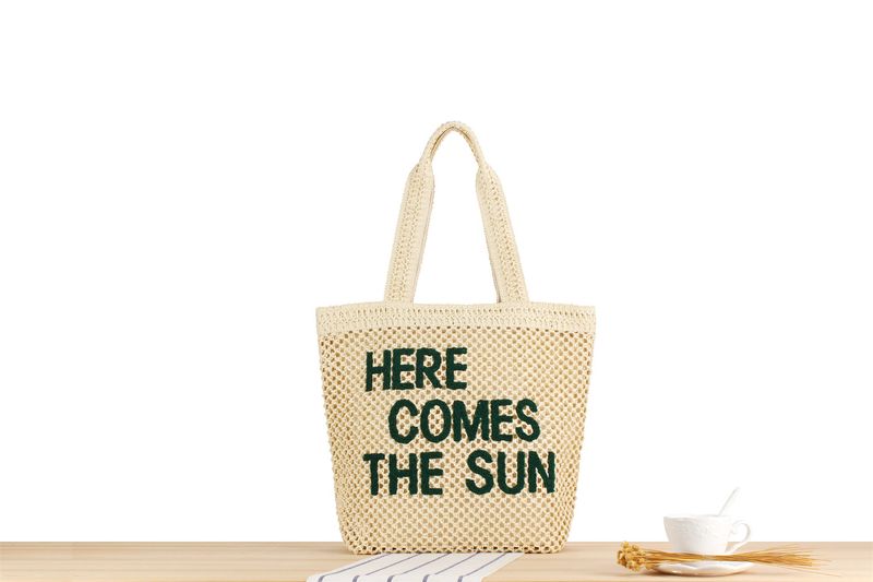 Letter large capacity straw bag new fashion business commuter shoulder bag niche straw bag_voghion.com