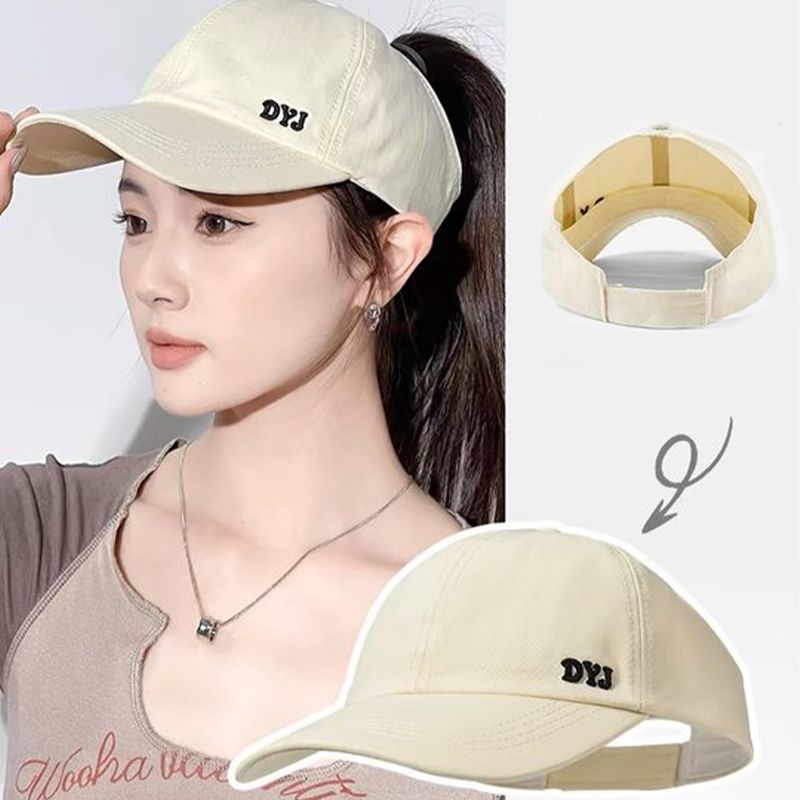 Nuovi arrivi cappelli da sole da donna con coda di cavallo a tesa lunga, pieghevoli, regolabili, da spiaggia, con protezione UV, visiere da pescatore, estivi_voghion.com