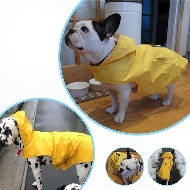 Dog Raincoat With Hood, Ultralight And Ventilated Waterproof Dog Raincoat With Reflective Strips For Medium To Large Dogs(6XL, Yellow)_voghion.com