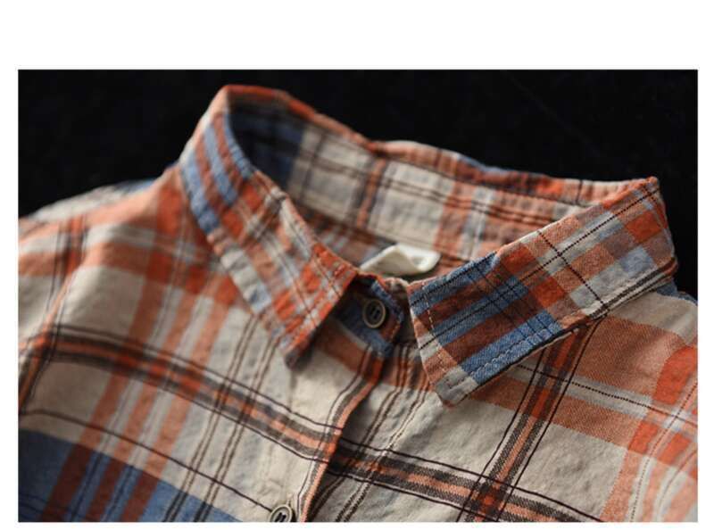 Cardigan a maniche lunghe con colletto in cotone e lino a quadri, nuovo modello primavera-autunno 2025 da donna_voghion.com