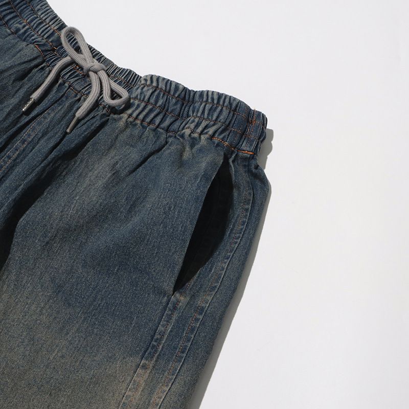 Damenbekleidung Mode sexy Hot Girl Style Sommer neue Spitze Spleißen Hosenträger Top + Kordelzug Denim Mode Shorts_voghion.com