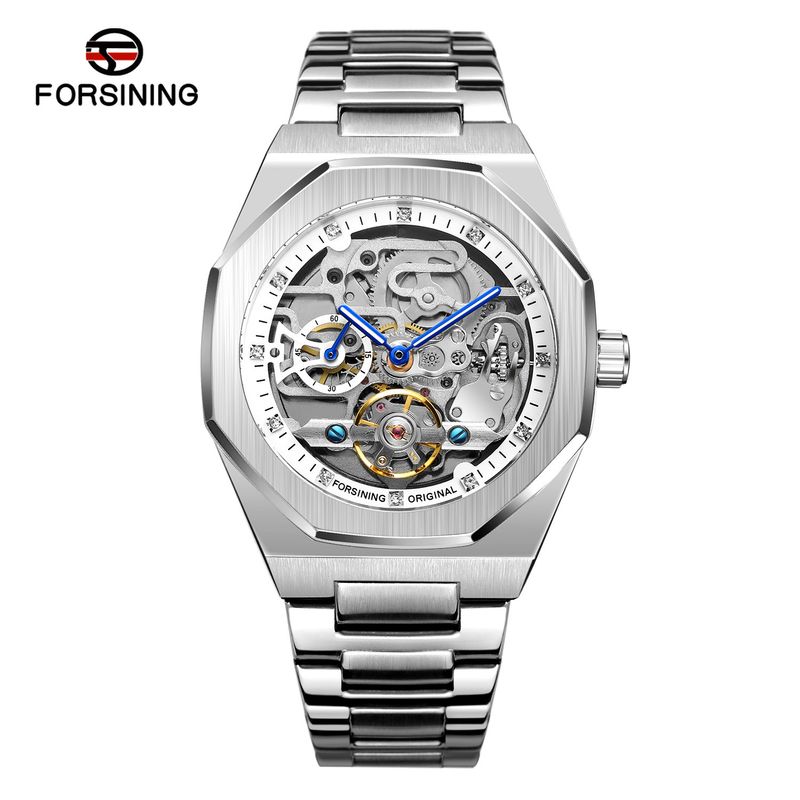 Men's Automatic Mechanical Watch With Luminous Hands, Three Subdials, And Day Display - Stainless Steel Band Six Pin Week Steel Belt Mechanical Watch_voghion.com